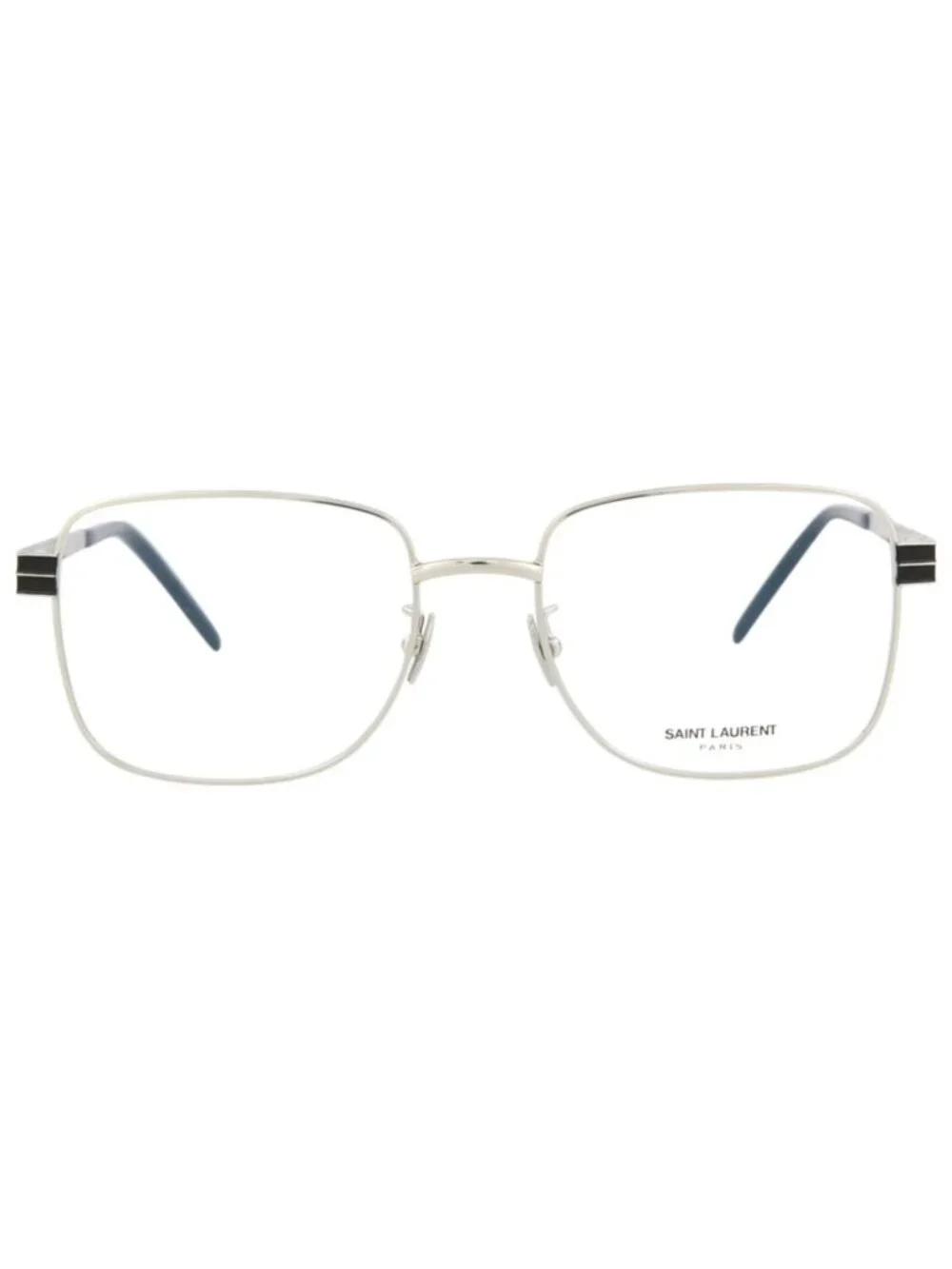 New Saint Laurent Women's Eyeglasses Square Rectangle Metal Frame Silver Black